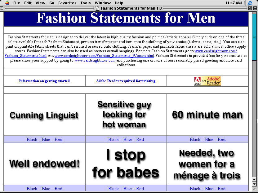 Screenshot of Fashion Statements for Men